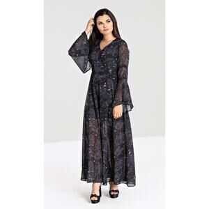 Alchemy by spin doctor dark sea maxi dress whimsygoth dark purple and black